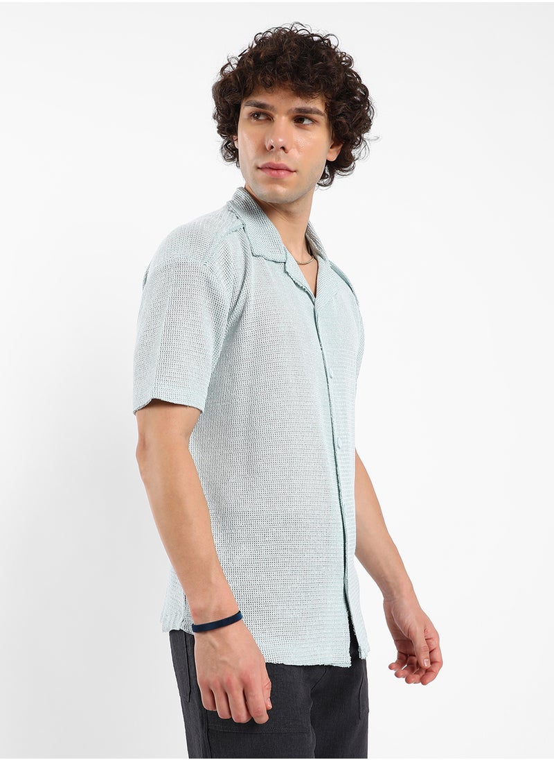 Men's Baby Blue Unhemmed Oversized Shirt