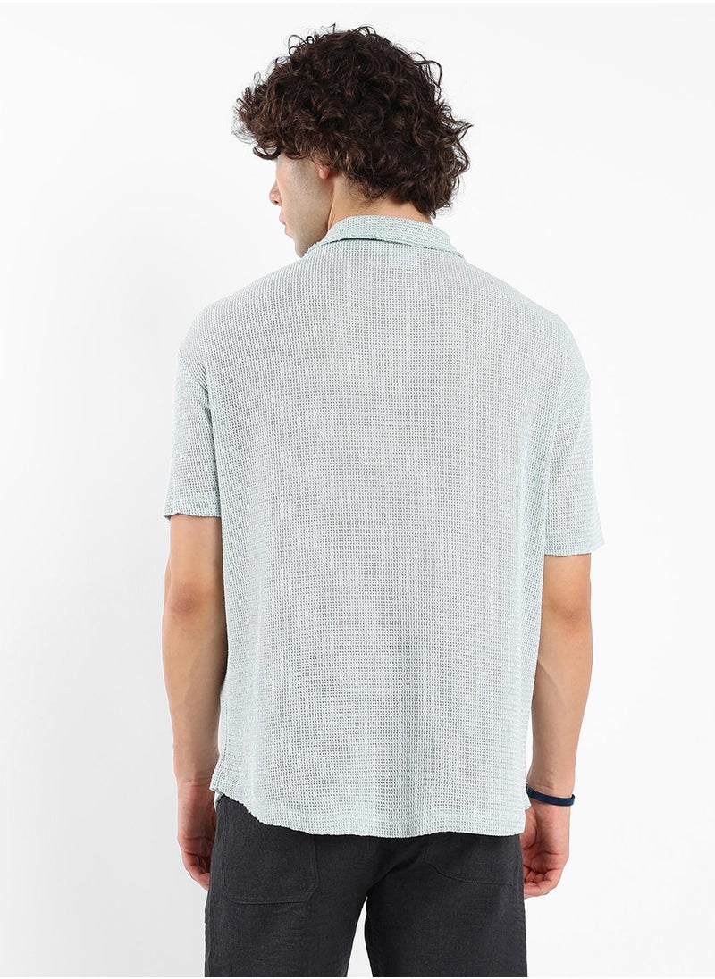 Men's Baby Blue Unhemmed Oversized Shirt