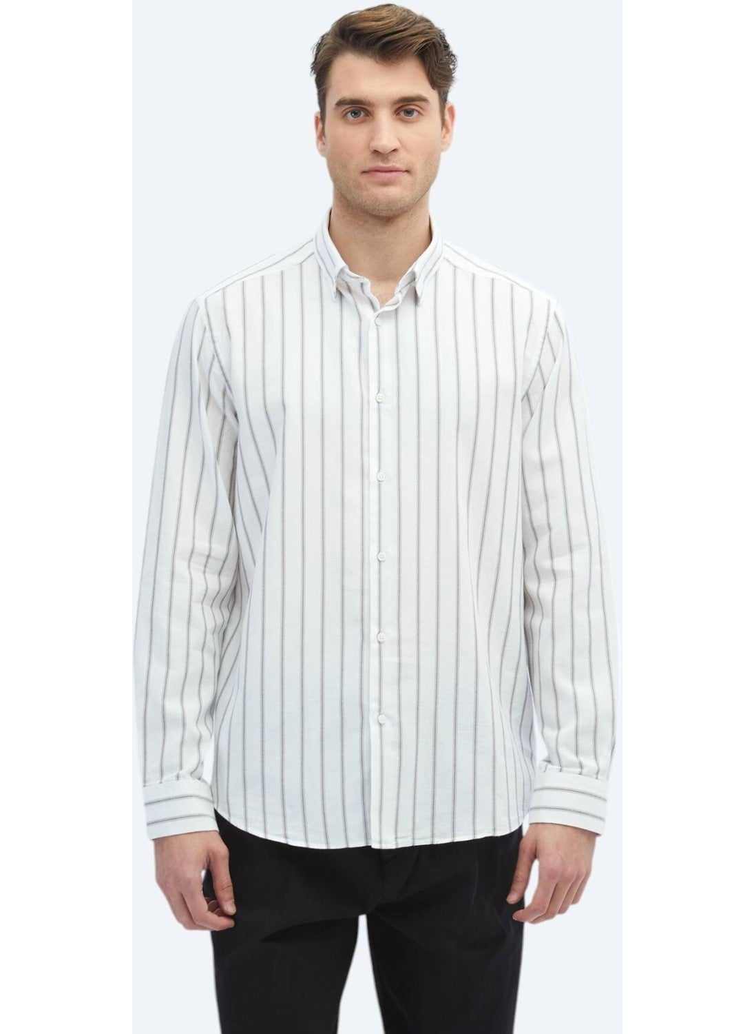 Brown Striped Regular Fit Woven Casual 100% Cotton Shirt