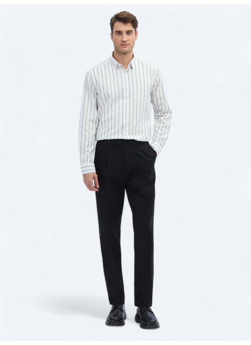 Brown Striped Regular Fit Woven Casual 100% Cotton Shirt