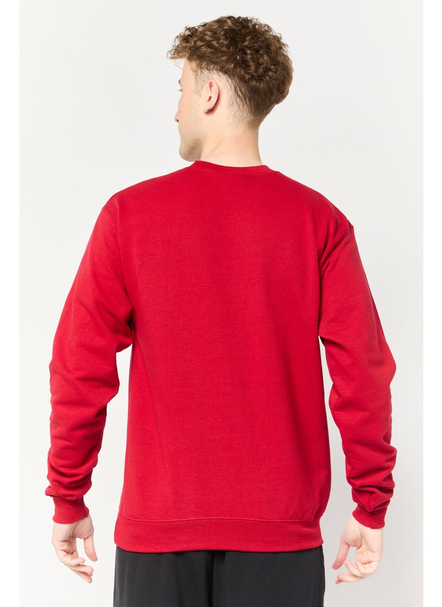 Men Sportswear Fit Long Sleeve Outdoor Sweatshirts, Red
