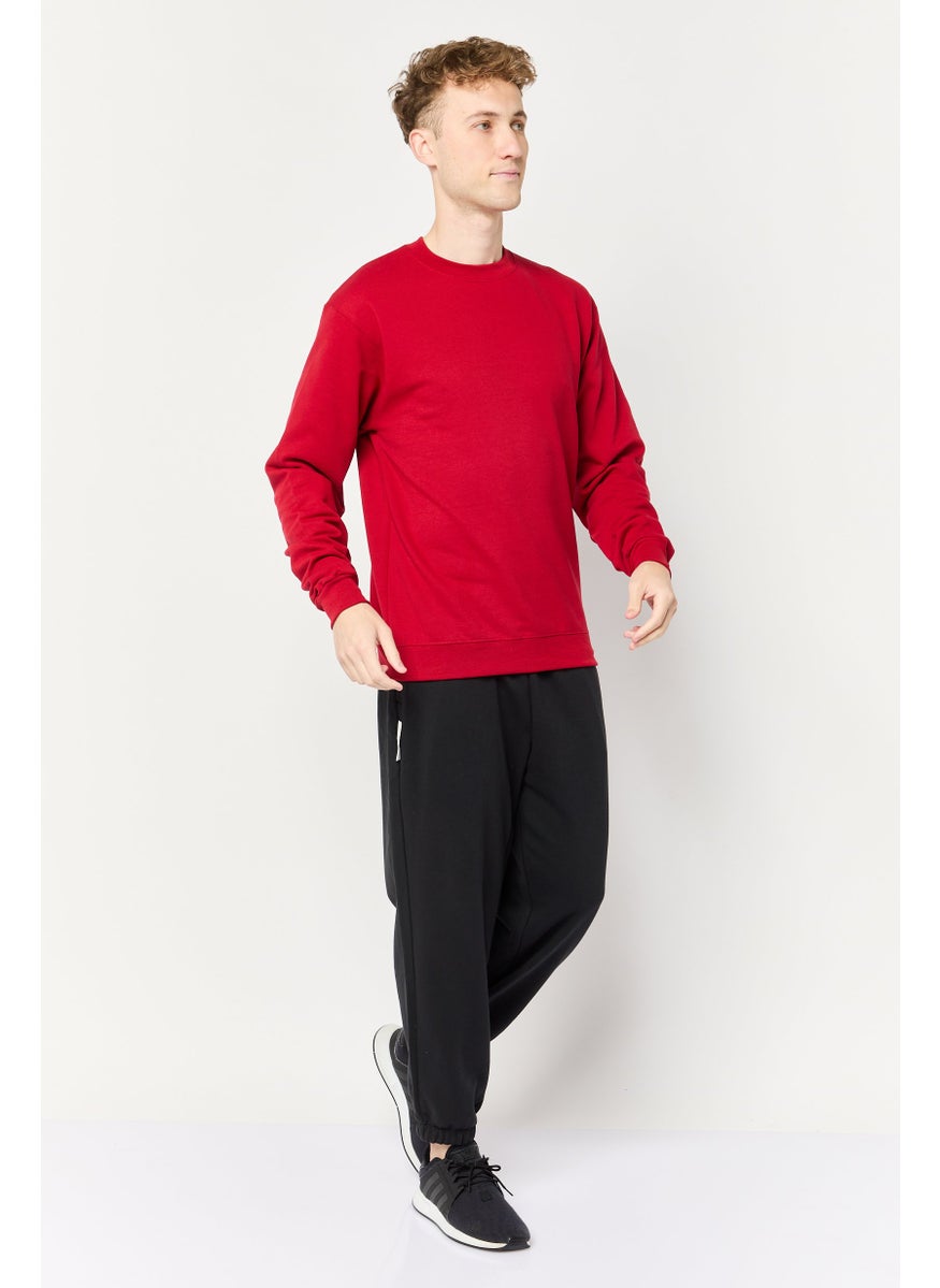 Men Sportswear Fit Long Sleeve Outdoor Sweatshirts, Red