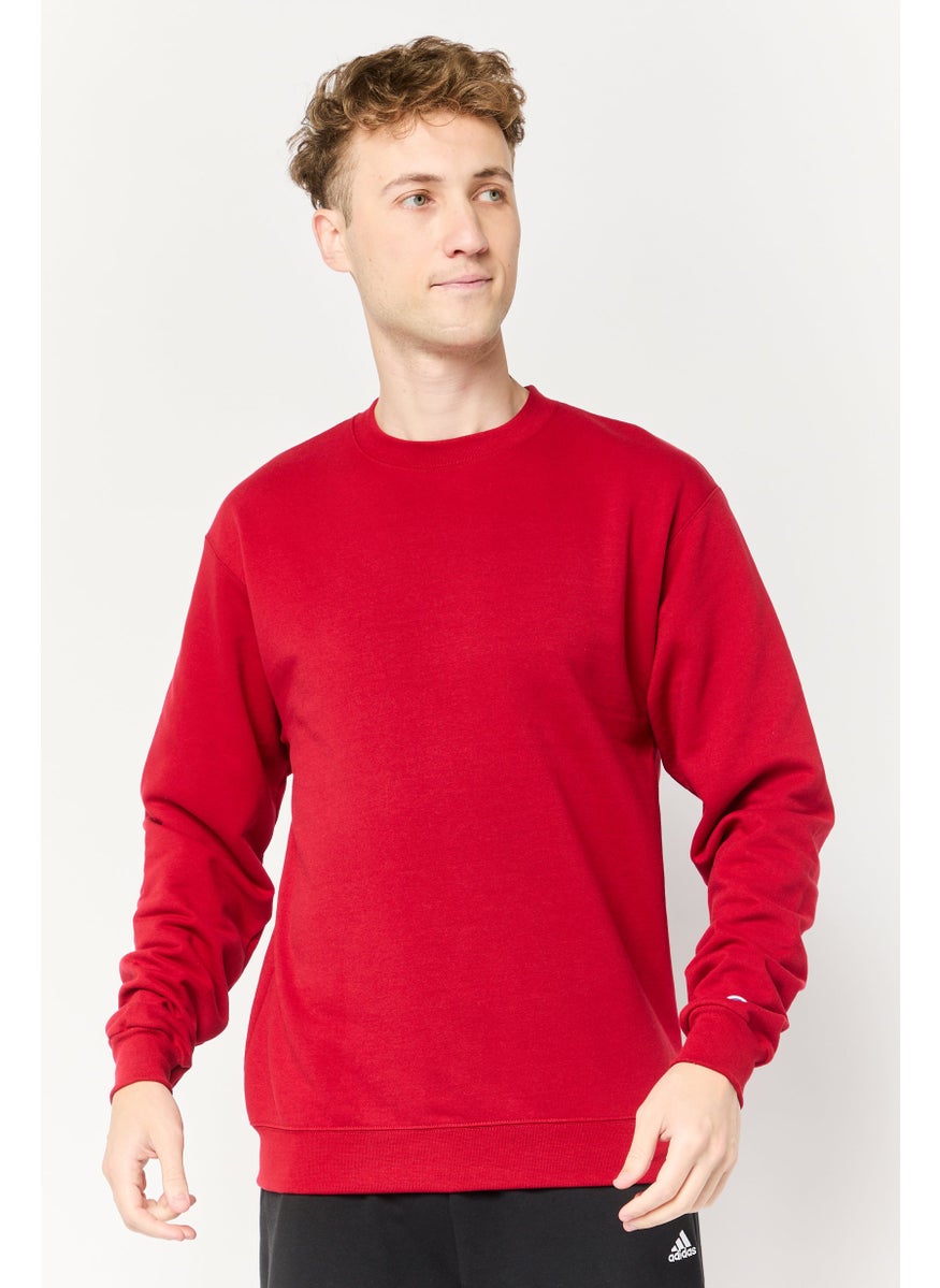 Men Sportswear Fit Long Sleeve Outdoor Sweatshirts, Red