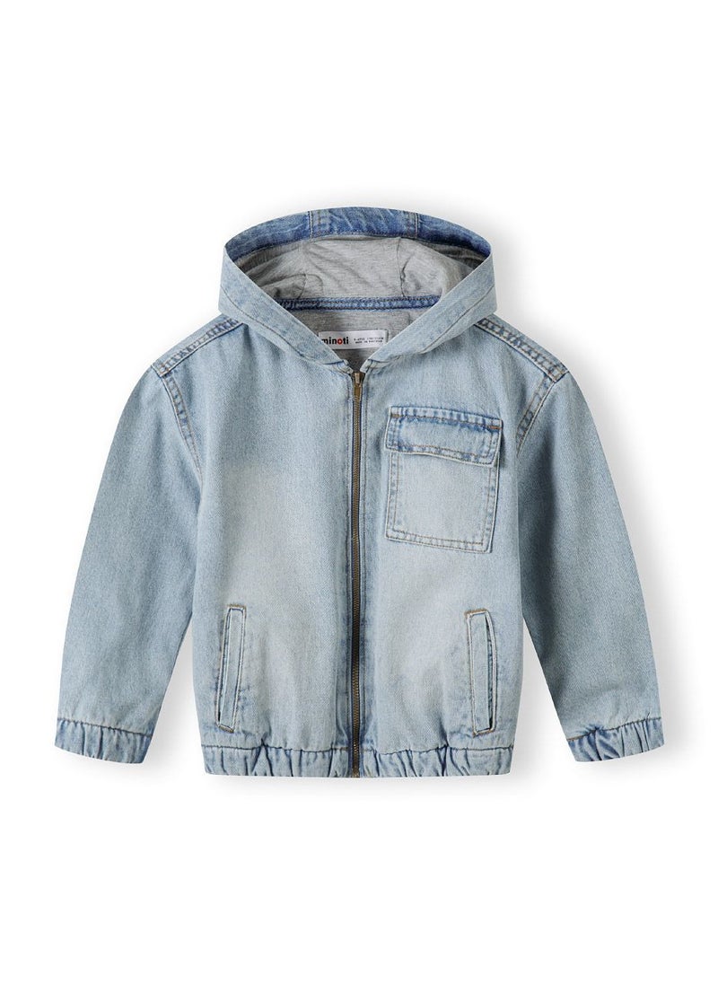 Kids Boys Light Wash Denim Hooded Jacket