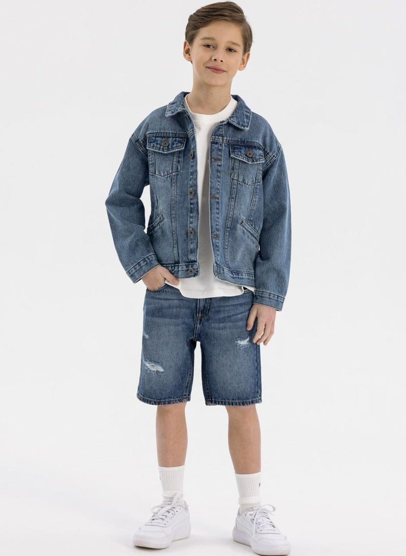 Kids Boys  Collared Denim Jacket