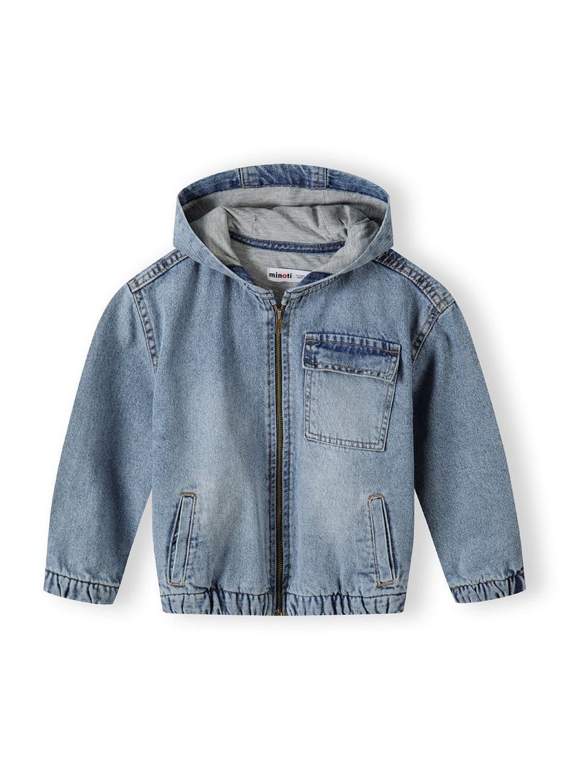 Baby Hooded Denim Zip Through Jacket