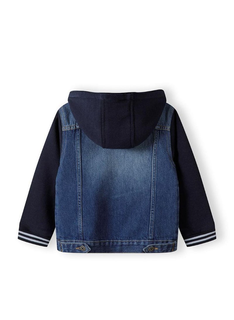 Kids Boys Denim Jacket With Cotton Hood And Sleeves