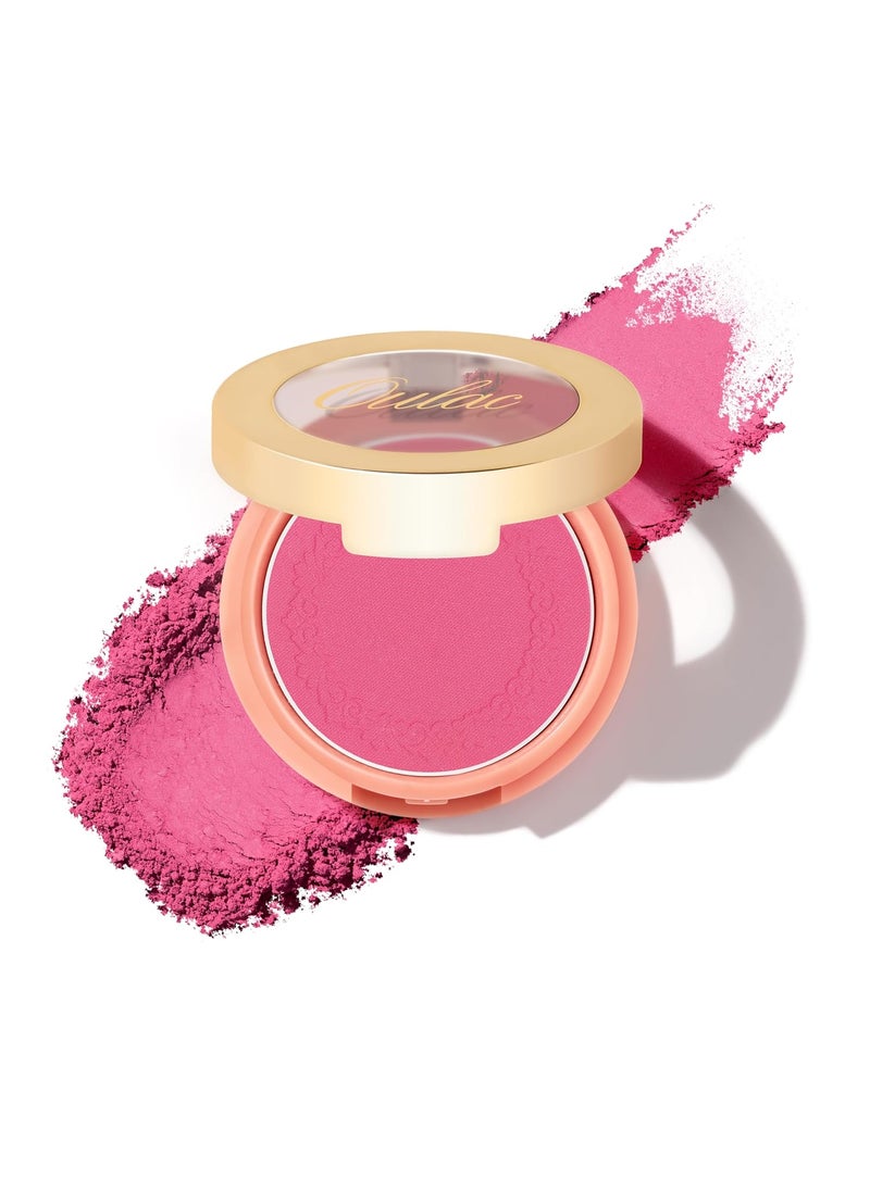 Oulac Hot Pink Blush Makeup| Highly Pigmented Powder Blush| Natural Matte| Shape & Highlight Face| Cruelty-Free Blush with Rose Oil| 06 Dance with me 4.8g