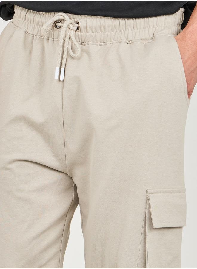 Oversized Fit Cargo Joggers with Elasticated Hem