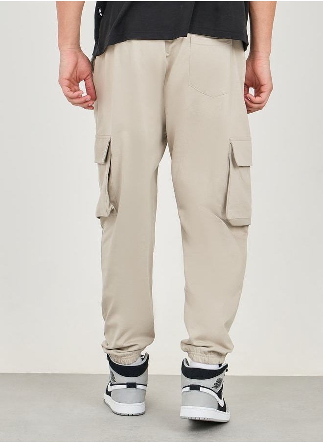 Oversized Fit Cargo Joggers with Elasticated Hem
