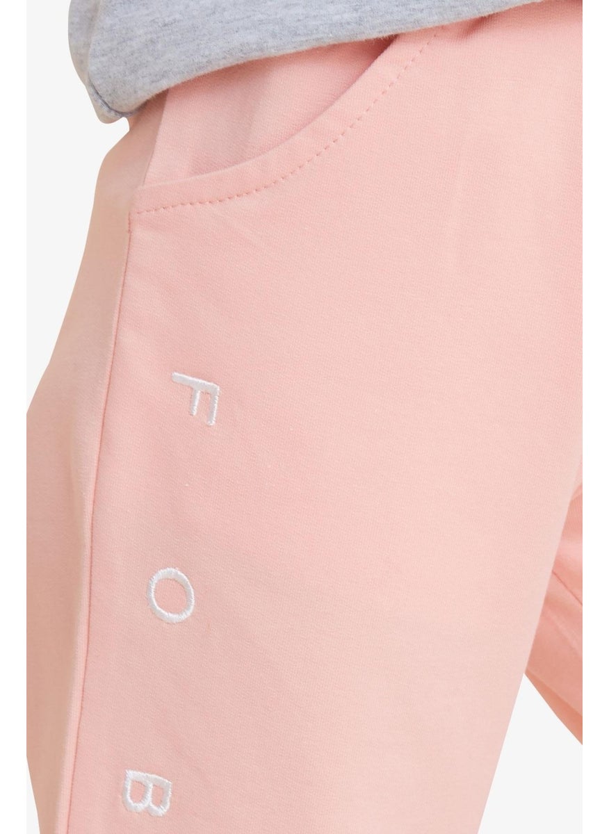 Girl's Printed Tracksuit Bottoms 8-14 Years, Salmon