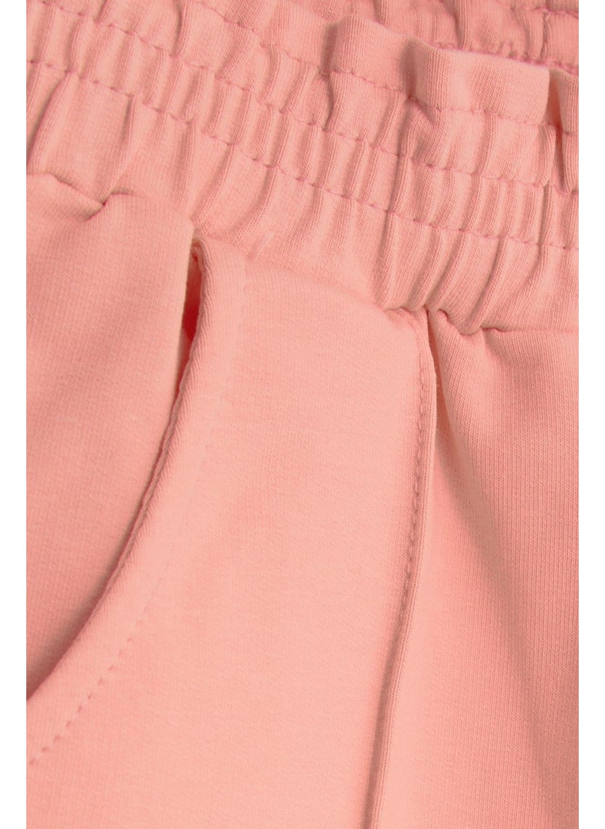 Girls' Sweatpants with Elastic Waist Pocket, Age 1-4, Salmon