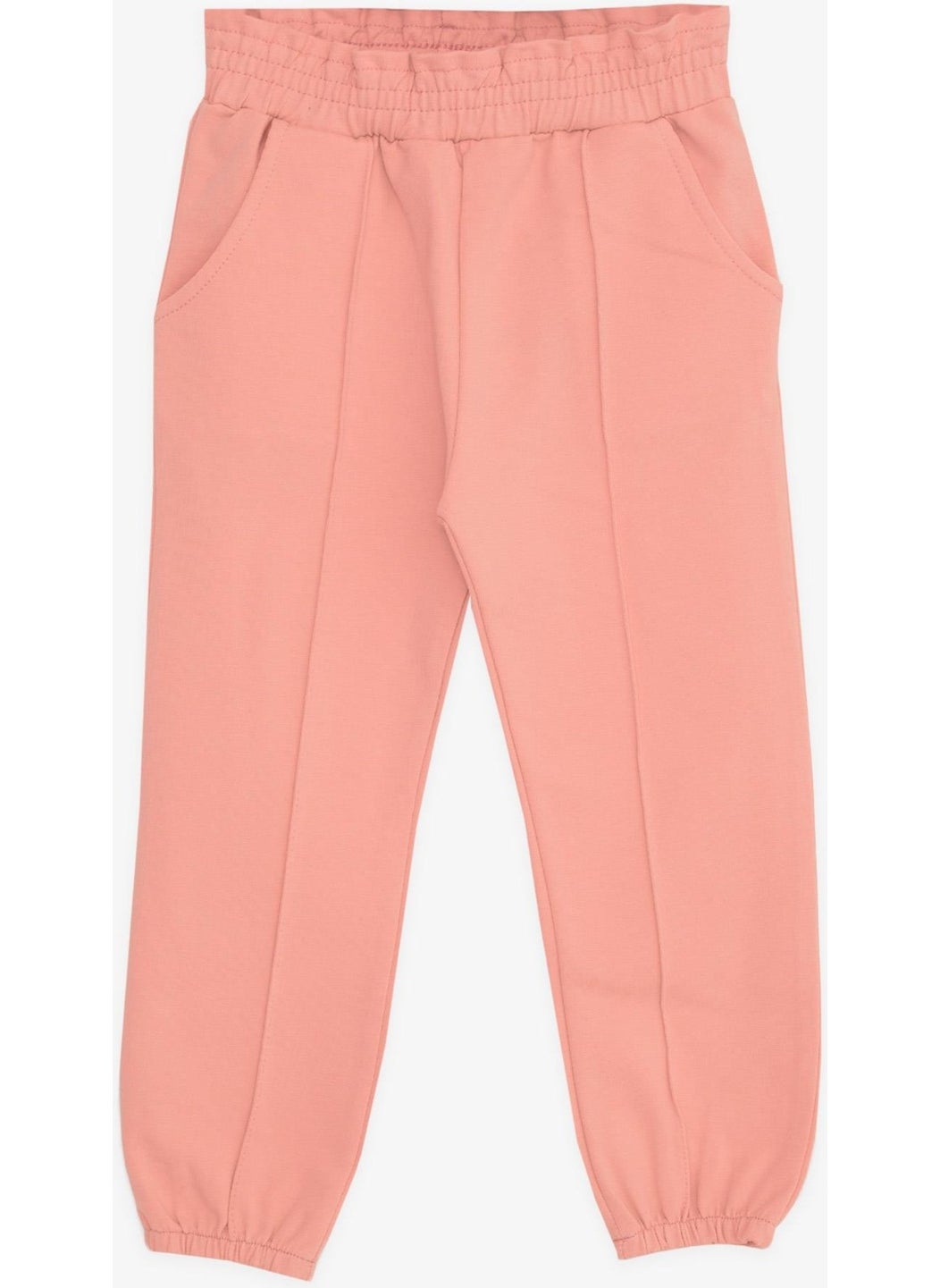 Girls' Sweatpants with Elastic Waist Pocket, Age 1-4, Salmon