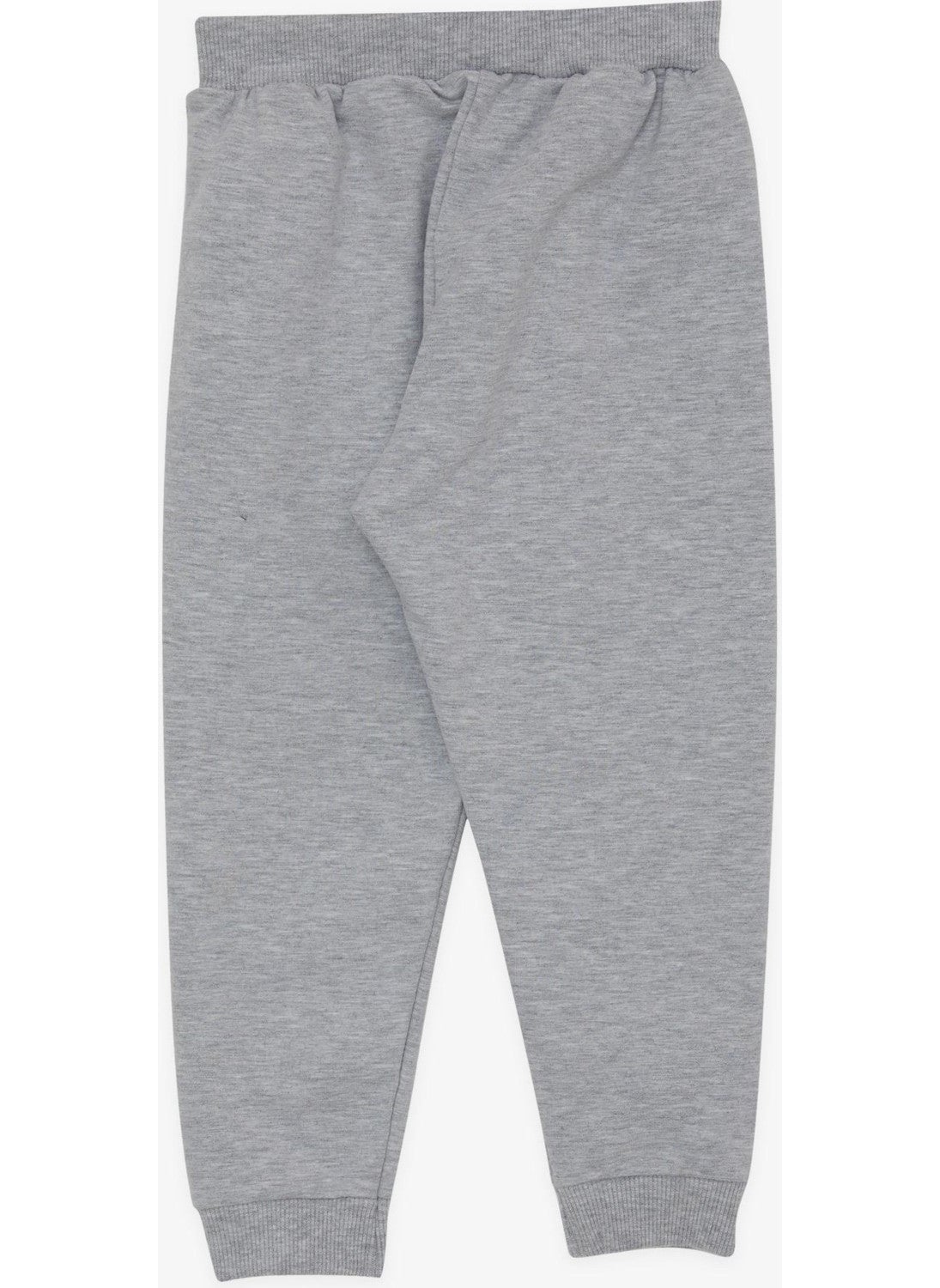 Girls' Sweatpants with Cute Teddy Bear Embroidery, Age 1-4, Light Gray Melange