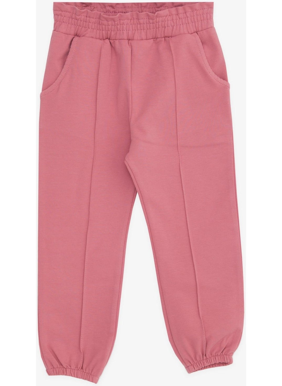 Girls' Sweatpants with Elastic Waist Pocket, Age 1-4, Dried Rose