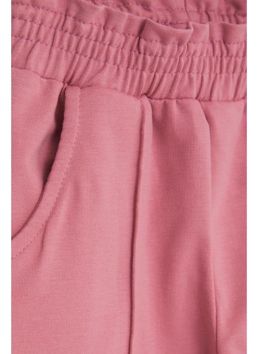 Girls' Sweatpants with Elastic Waist Pocket, Age 1-4, Dried Rose