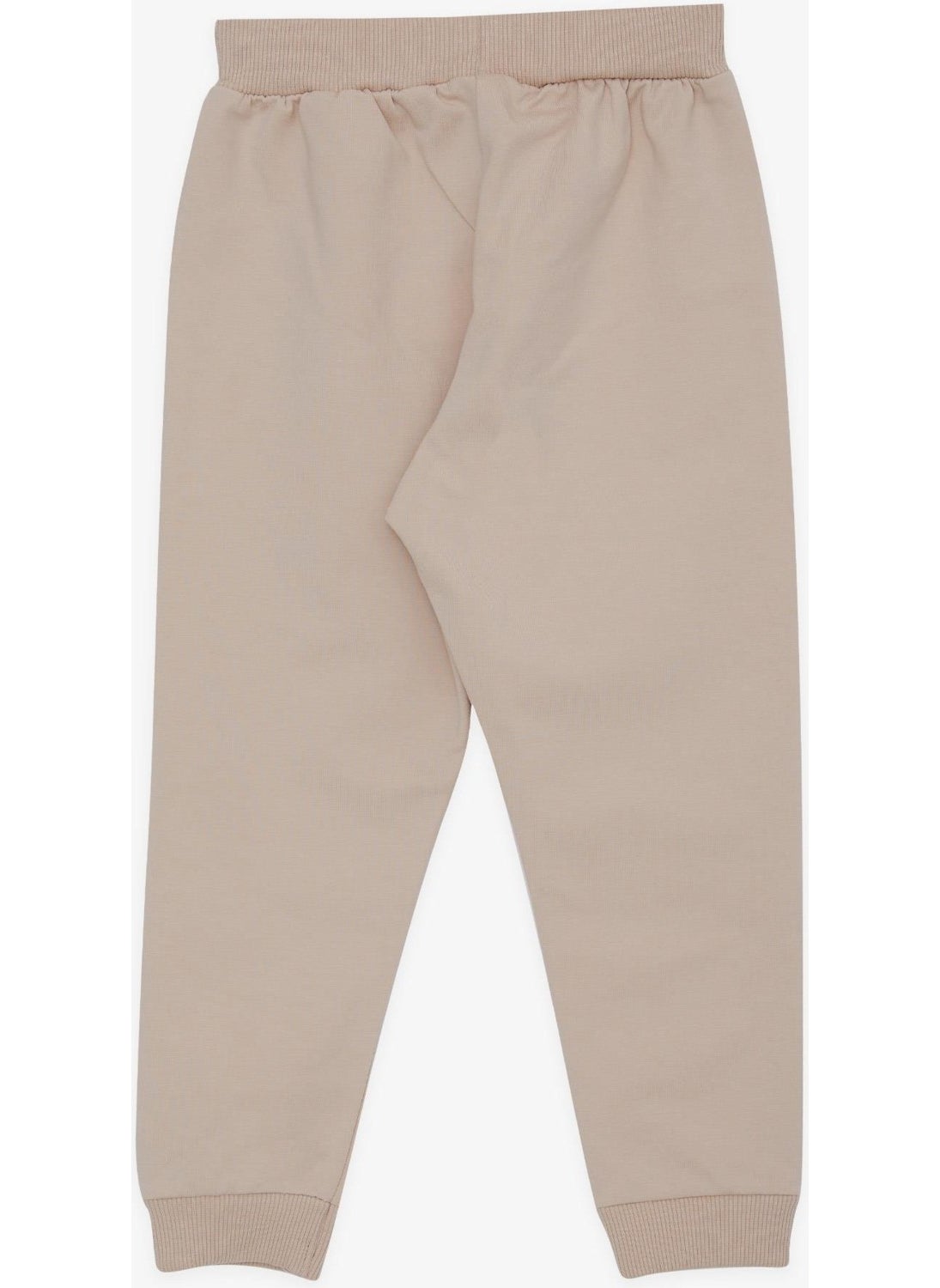 Girls' Sweatpants with Cute Teddy Bear Embroidery, Age 1-4, Beige