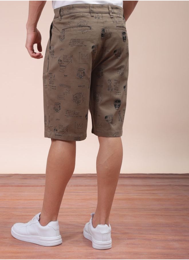 Men Relaxed Fit Stretchable Graphic Printed Mid-Rise Resort Wear Shorts