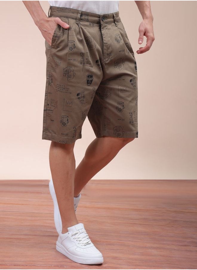 Men Relaxed Fit Stretchable Graphic Printed Mid-Rise Resort Wear Shorts