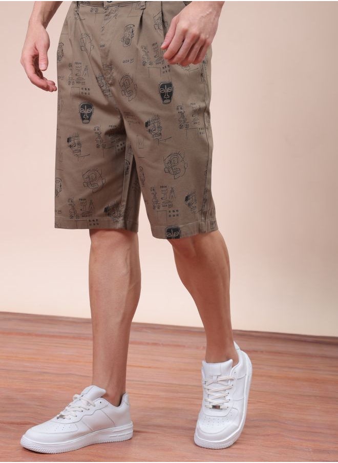 Men Relaxed Fit Stretchable Graphic Printed Mid-Rise Resort Wear Shorts