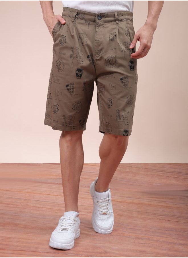 Men Relaxed Fit Stretchable Graphic Printed Mid-Rise Resort Wear Shorts