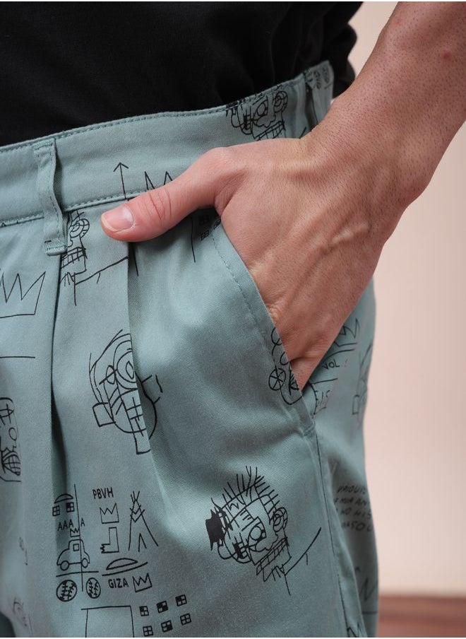 Men Relaxed Fit Stretchable Graphic Printed Mid-Rise Resort Wear Shorts