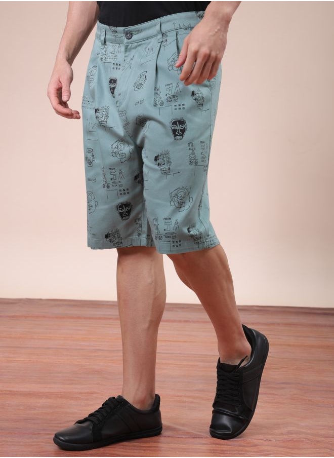 Men Relaxed Fit Stretchable Graphic Printed Mid-Rise Resort Wear Shorts