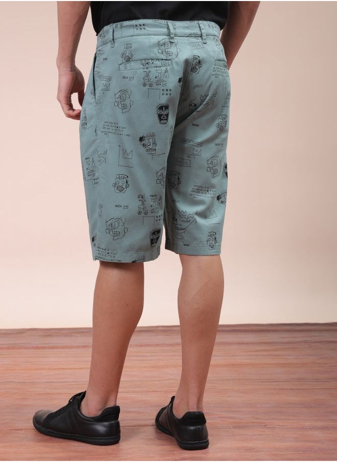 Men Relaxed Fit Stretchable Graphic Printed Mid-Rise Resort Wear Shorts