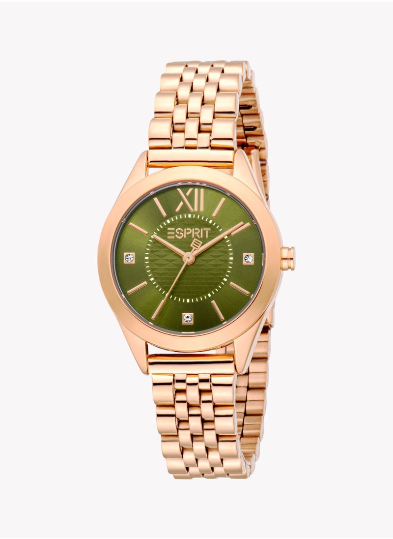 ESPRIT Women's Rose Gold Watch, Olive Dial | ES1L434M1045