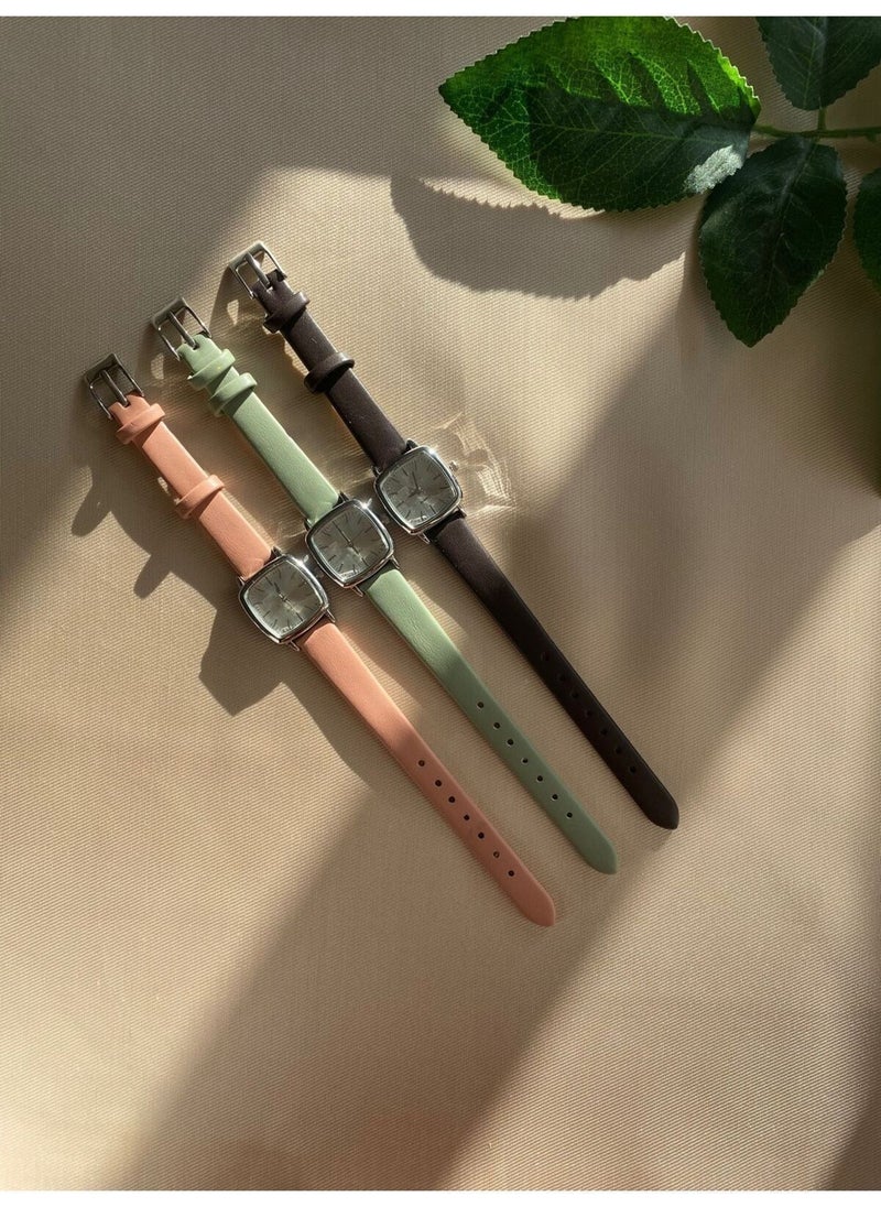 Bs Still Retro Minimal Leather Band Women's Wristwatch