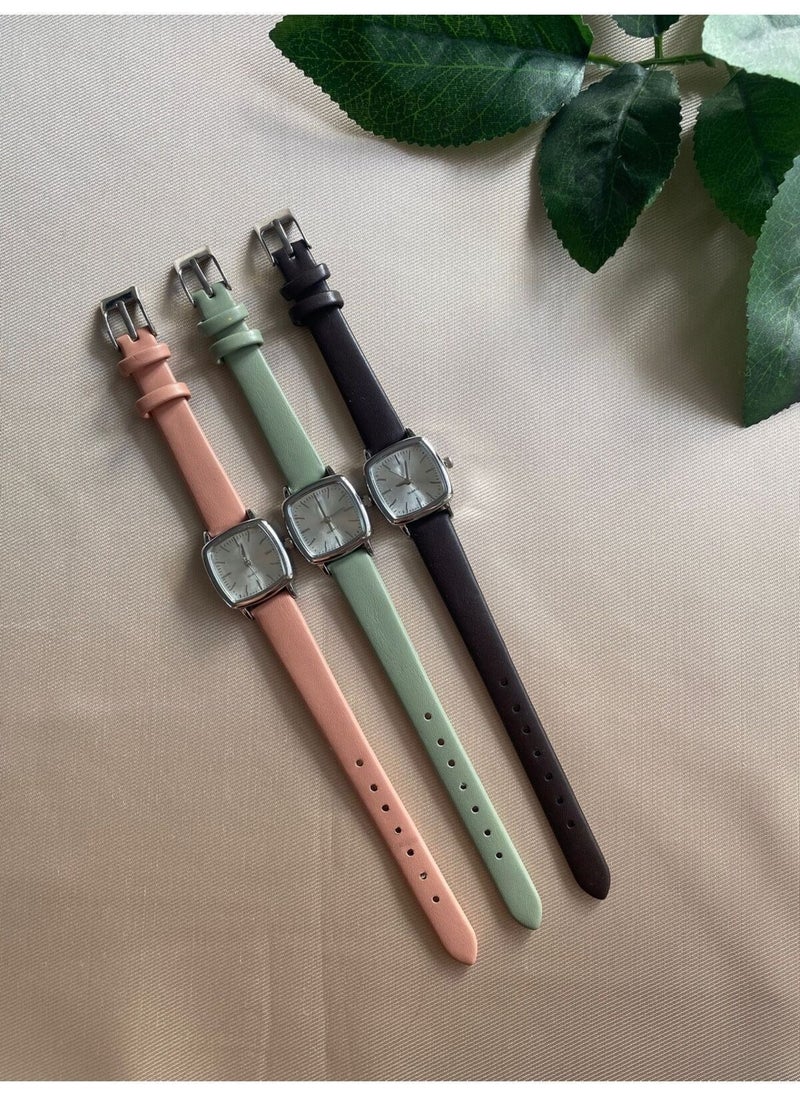 Bs Still Retro Minimal Leather Band Women's Wristwatch