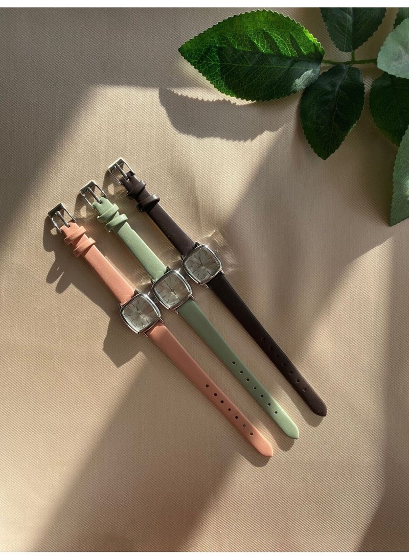 Bs Still Retro Minimal Leather Band Women's Wristwatch