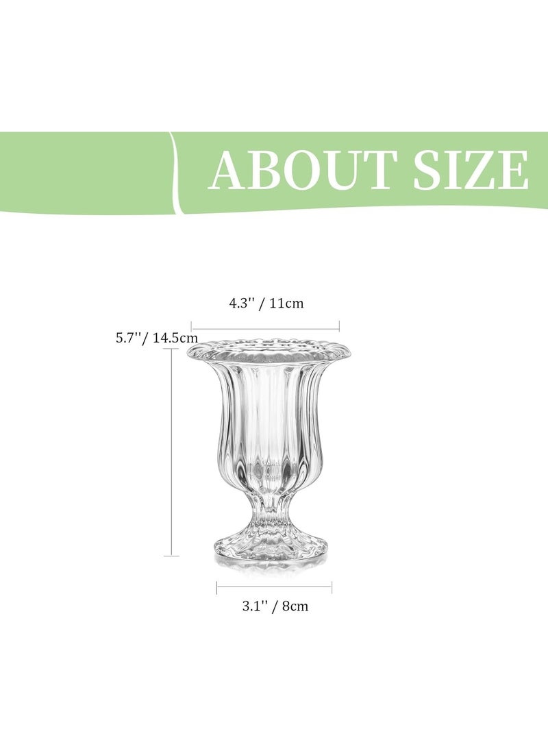 Set of 4 Small Pedestal Flower Vases Footed Urn for Flowers, Dining Table Decoration
