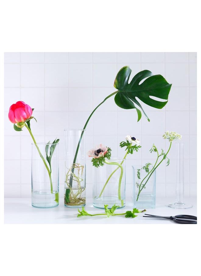 Vase, set of 3, clear glass