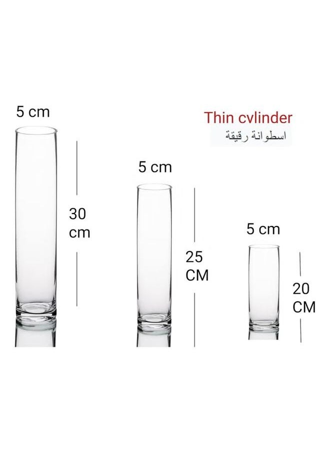 Glass Cylinder Vases Set of 3, Clear Floating Candle Holders, Different Heights for Wedding and Home Decor