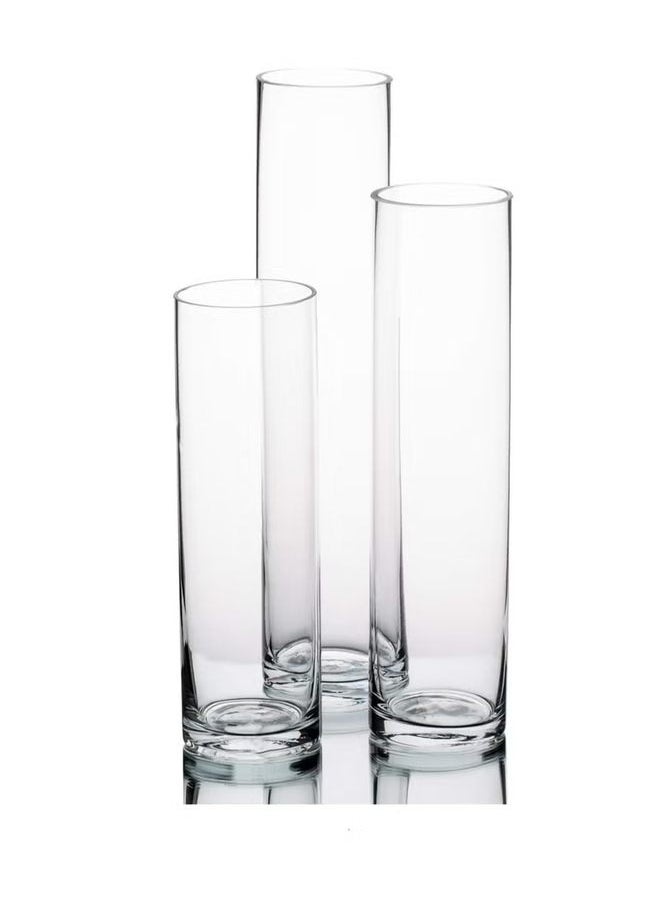 Glass Cylinder Vases Set of 3, Clear Floating Candle Holders, Different Heights for Wedding and Home Decor
