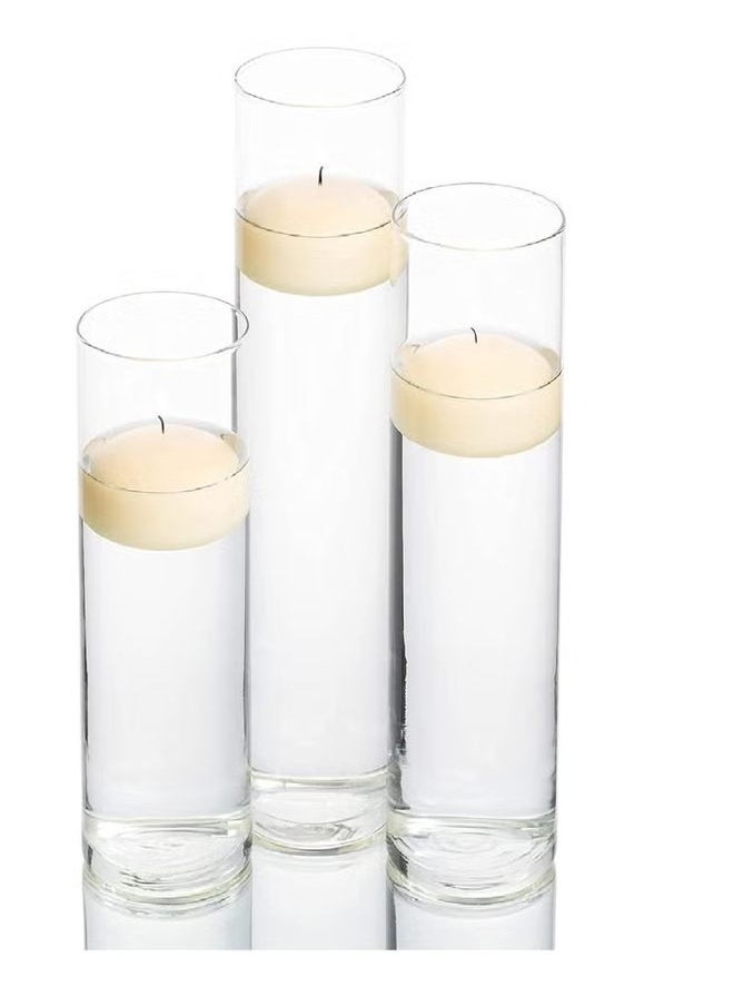 Glass Cylinder Vases Set of 3, Clear Floating Candle Holders, Different Heights for Wedding and Home Decor