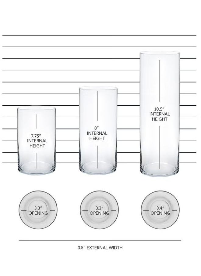 Cylinder Glass Vase (Set of 3, Clear)