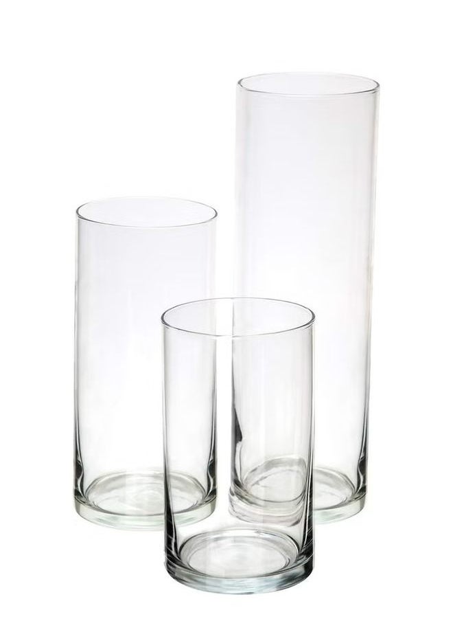 Cylinder Glass Vase (Set of 3, Clear)