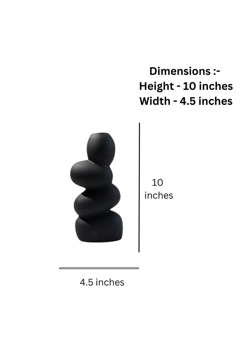 Craftribals Pebble Vase Set of 2Ceramic Flower Vase10 InchesStone VaseColor White Black Pebble vase for Flowers Pampass Grass Home Decor Living Room Bedroom Office Center Table