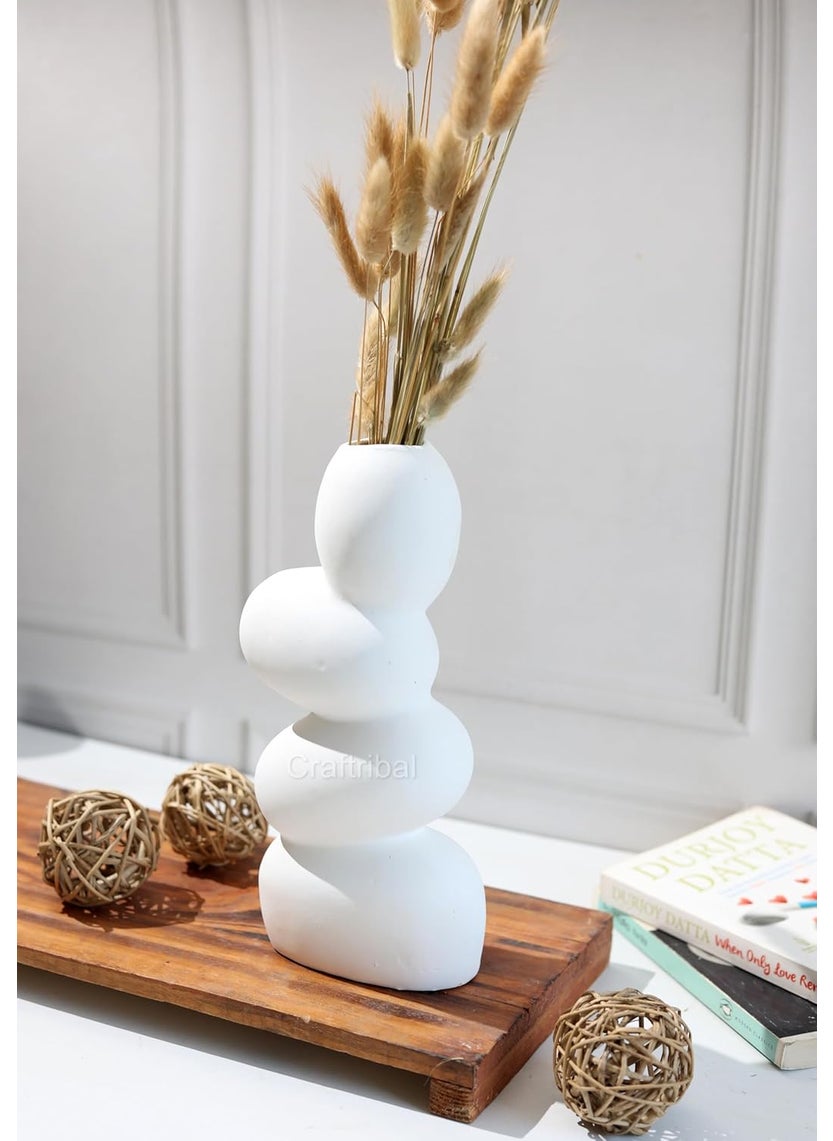 Craftribals Pebble Vase Set of 2Ceramic Flower Vase10 InchesStone VaseColor White Black Pebble vase for Flowers Pampass Grass Home Decor Living Room Bedroom Office Center Table