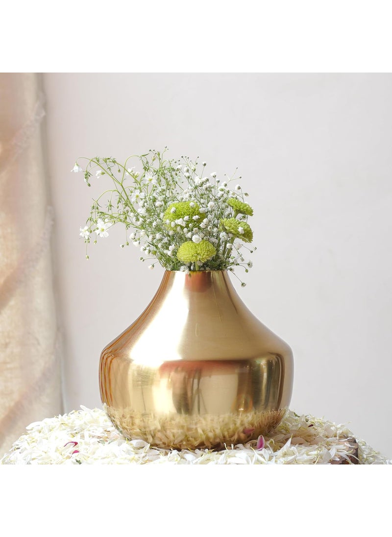 BEHOMA Metal Round Flower Vase for Home Decor Bedroom Living Room Office WeddingTable Decorative Item for Festivals Birthday Gold Bud Shape LargeFlower Not Included