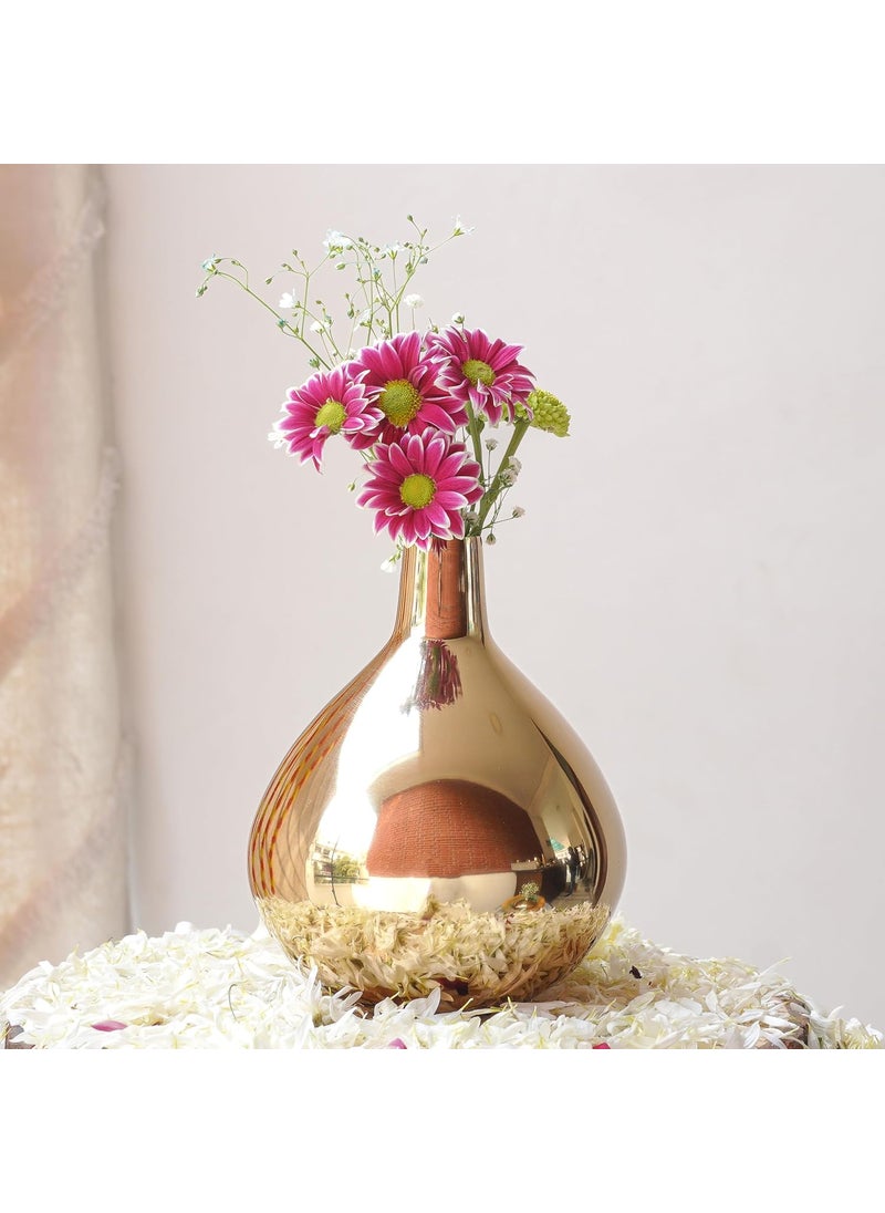 Behoma Metal Golden Flower Vase for Home Decor Bedroom Living Room Office Wedding Table Decorative Item for Festivals Birthday Gold Tall Vase Flower Not Included