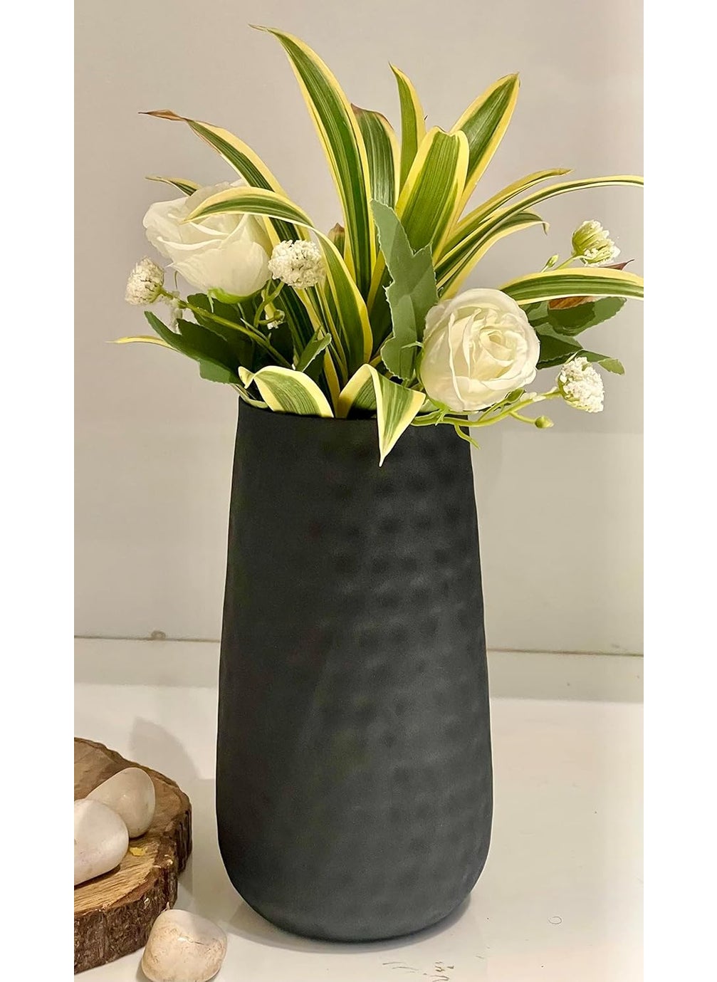 Urban Born Metal Flower vase for Home Decor and Living Room Vintage Decor Antique Decor for Home dcor Black Textured Finish 10 x 10 x 22 cm
