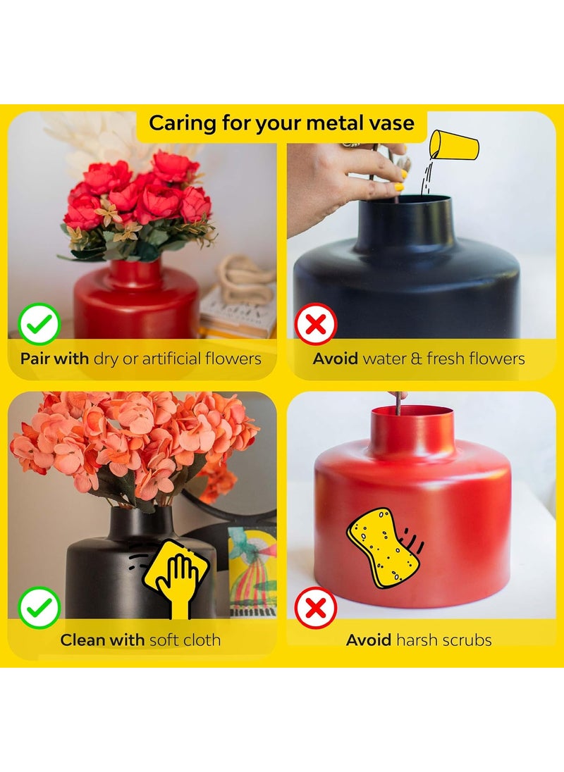 10Club Red Metal Vase Elegant Flower Vase for Home Decor Durable Metal H 175 cm 600 gram 1Pc Without Flower Red Color Perfect for Gifting Valentine Gift