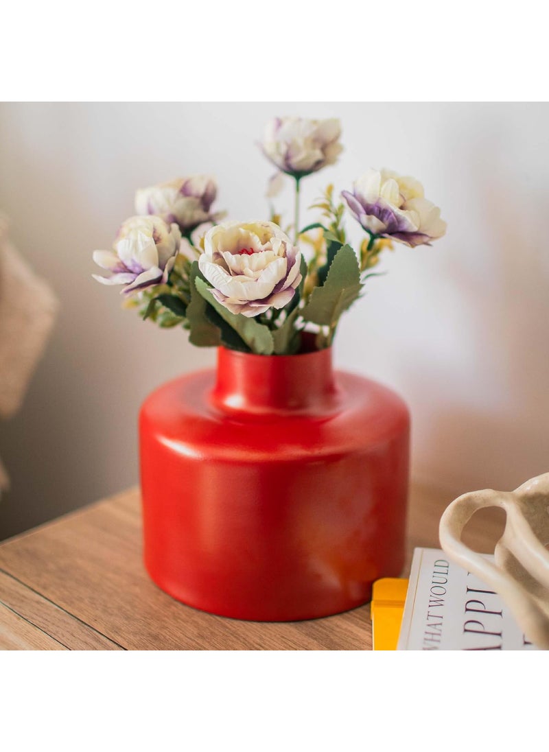 10Club Red Metal Vase Elegant Flower Vase for Home Decor Durable Metal H 175 cm 600 gram 1Pc Without Flower Red Color Perfect for Gifting Valentine Gift