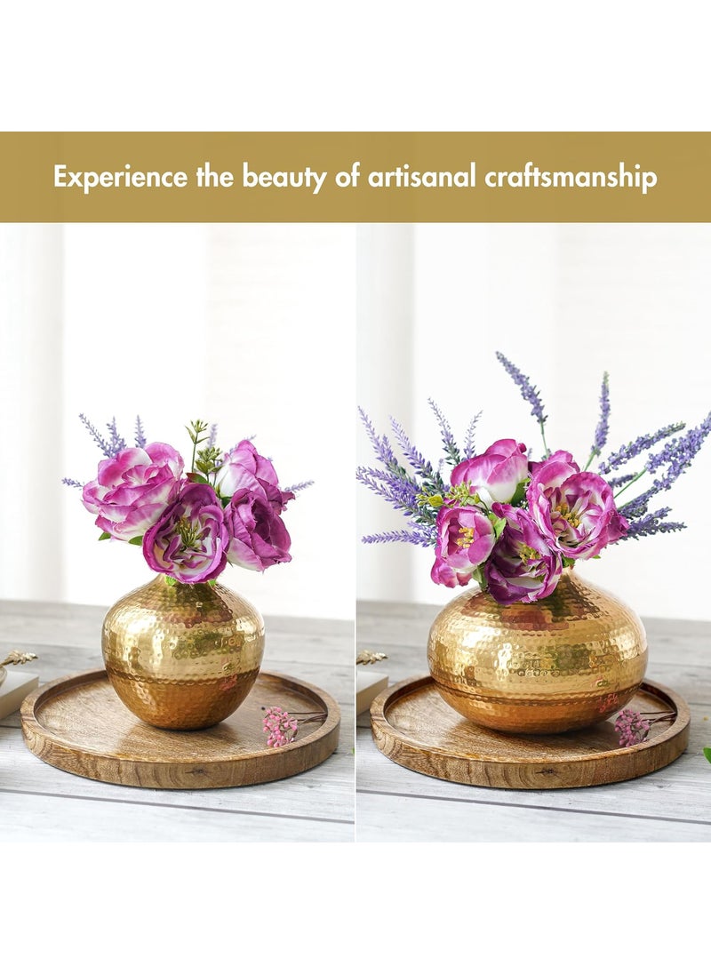 Behoma Metal Flower Vase for Home Decor Table Decorative Item for Bedroom Living Room Office Best Gift for Wedding Festivals Birthday Golden Set of 2 Flower not Included