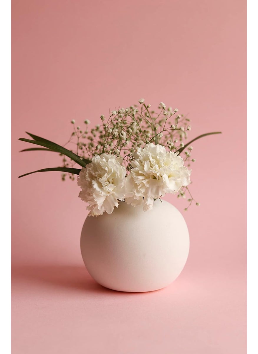 Craftribal Ceramic Round Vase Flower Vase Ceramic Vase Round Shaped Vase Modern Vase Home Decor Centrepiece Decor Piece 55 inches White