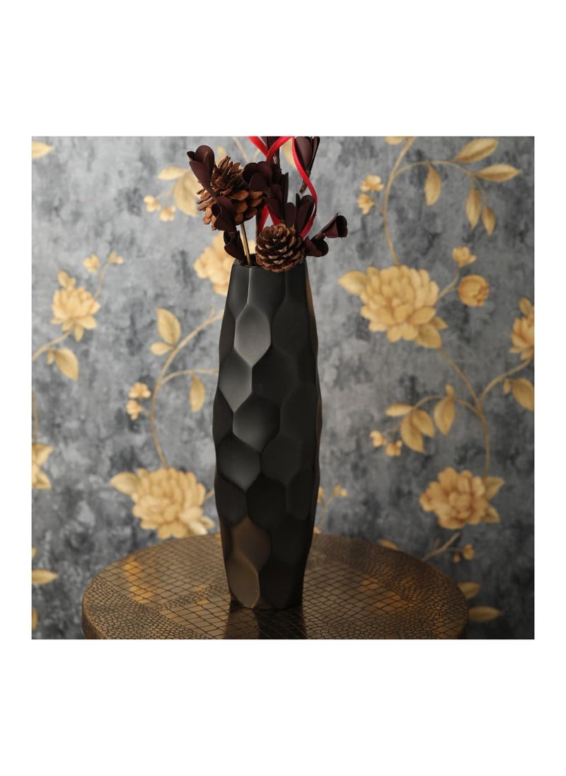 Decor de Maison Handcrafted Black Vase Colours Available Gold Silver Black Table Decorative Vases for Office Desk Centre Table Wall Shelf Dining Table Home Decor 14 inch Height