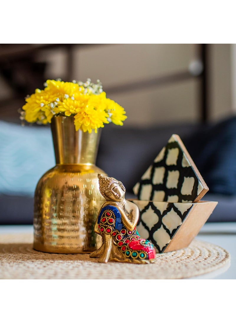 10Club Hammered Gold Metal Vase Elegant Flower Vase for Home Decor Unbreakable H 62 inch 230 Grams 1Pc Without Flower Ideal for Gifting Round
